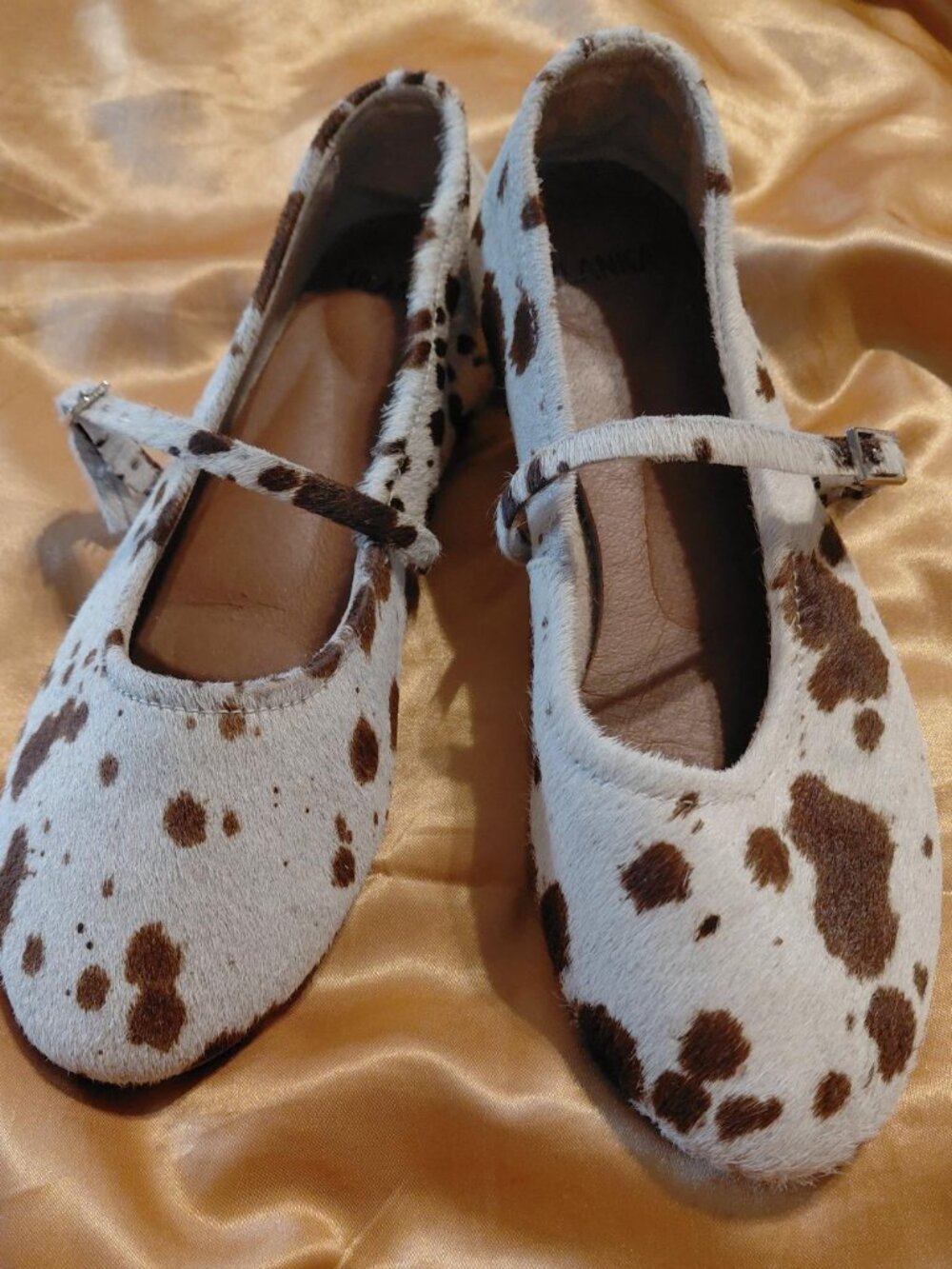Ulanka Cow Skin Ballet Flats with Strap